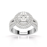 2.15 CT Round Cut Layered Halo Lab Diamond Ring